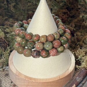 Bracelet Unakite – perles rondes (8 ou 10 mm)