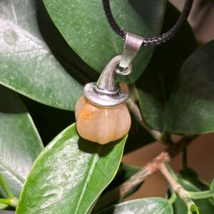 Pendentif Citrouille Sorcière, Aventurine Orange + Cordon